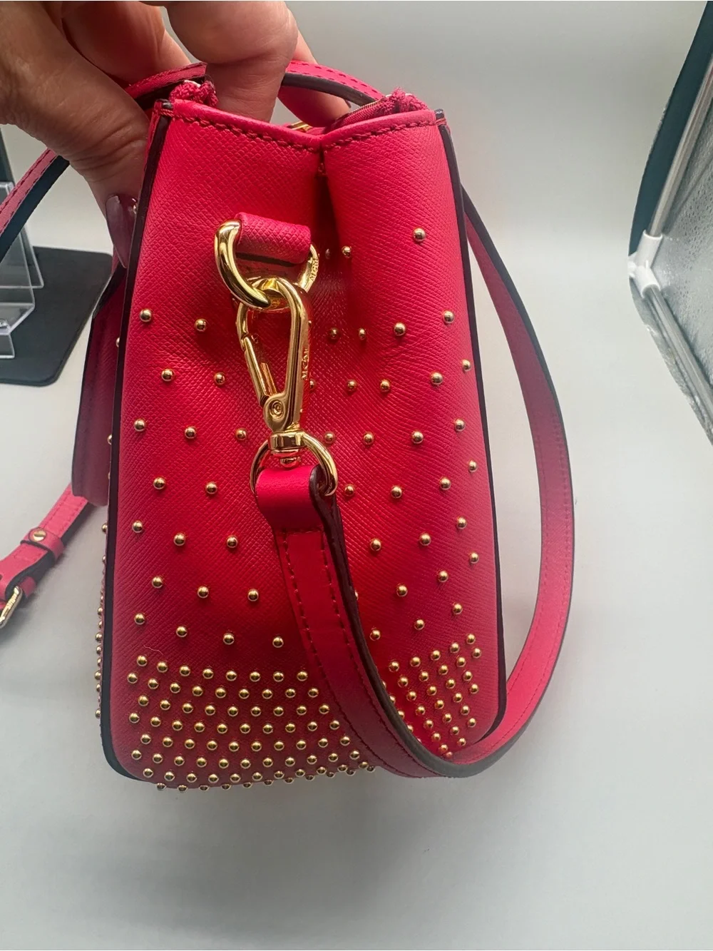 MCM LIMITED EDITION Studded Hot Pink Women’s Satchel like new